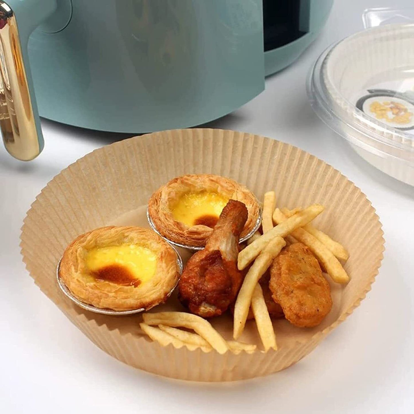 All-in-One Air Fryer Paper Liners – 200pcs, Non-Stick, Grease-Proof, 6.3”