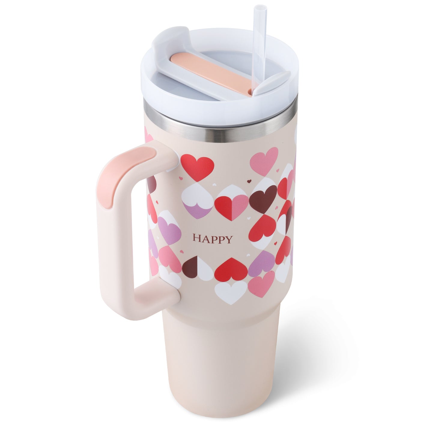 40 Oz Insulated Tumbler with Handle & Straw – Stainless Steel, Spill-Proof Travel Mug