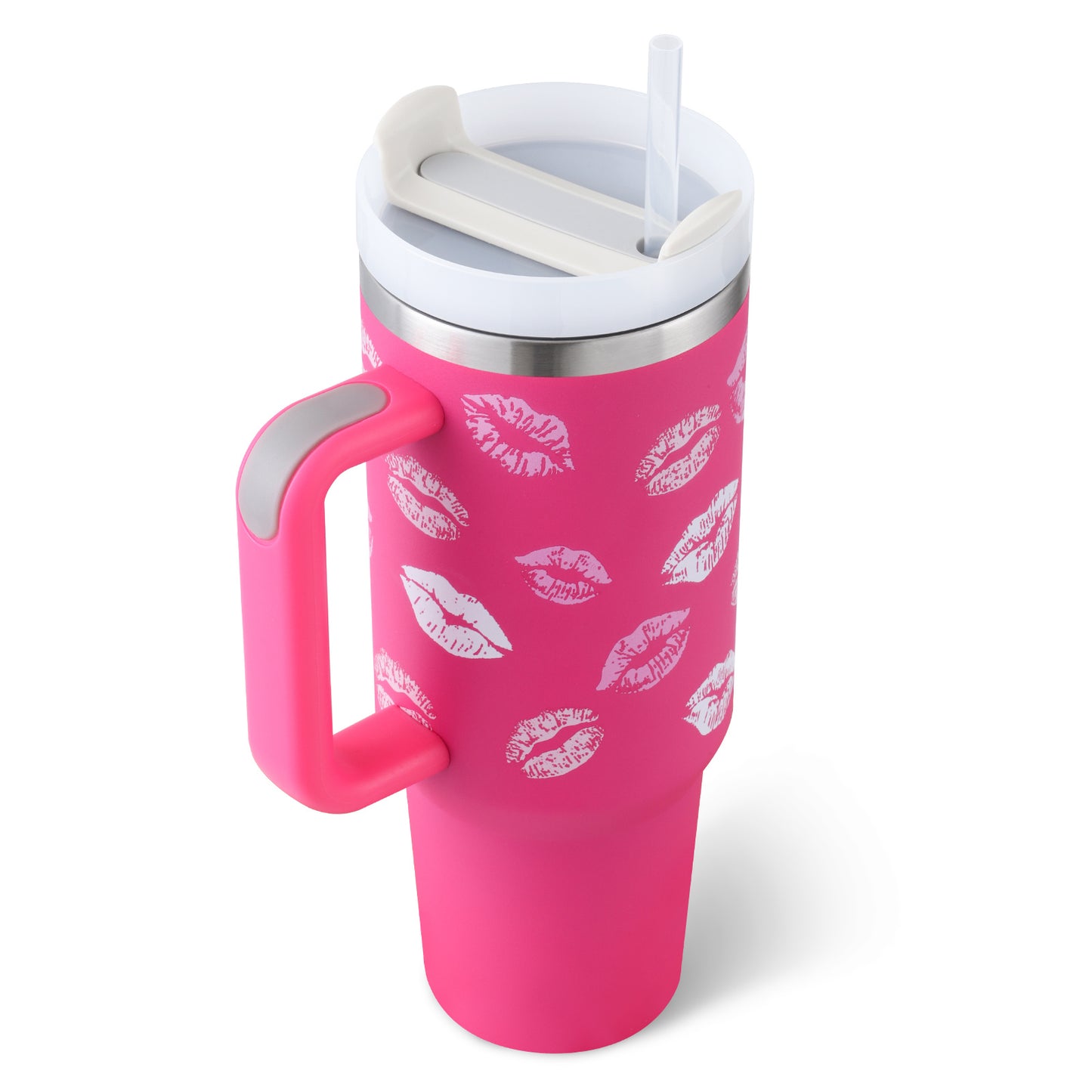 40 Oz Insulated Tumbler with Handle & Straw – Stainless Steel, Spill-Proof Travel Mug
