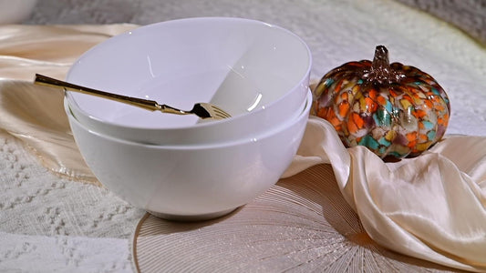 Lily Bone China Elegant Dinnerware Set – 2pcs Deep Bowl & Plate, 8”