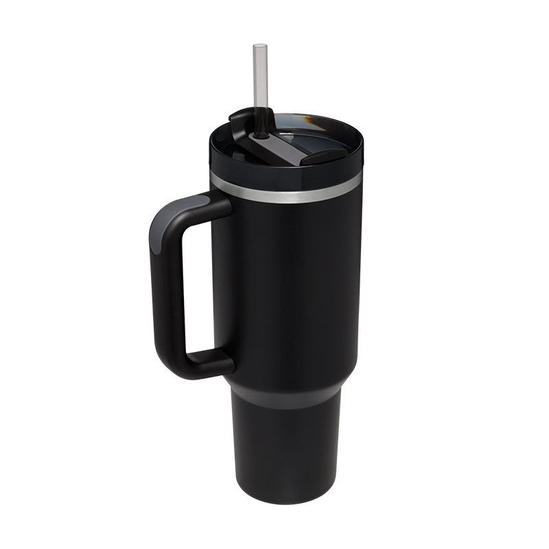 40 Oz Insulated Tumbler with Handle & Straw – Stainless Steel, Spill-Proof Travel Mug